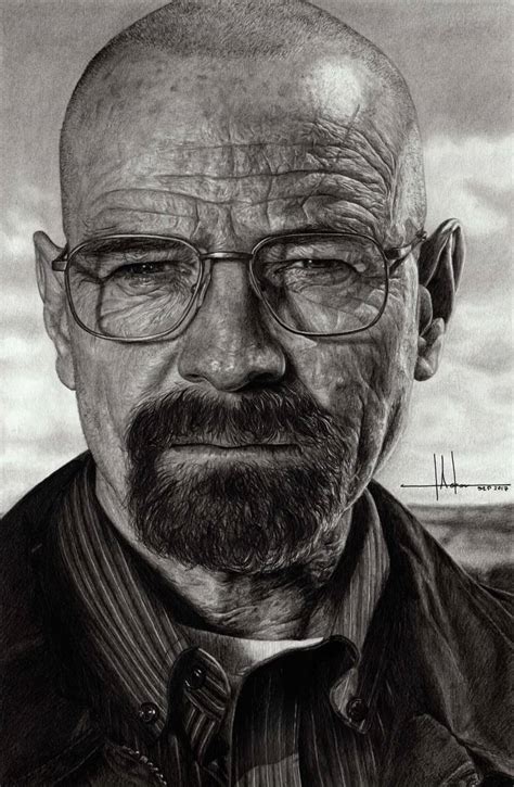 Walter White Portrait Drawing by Alex Lopez | Saatchi Art