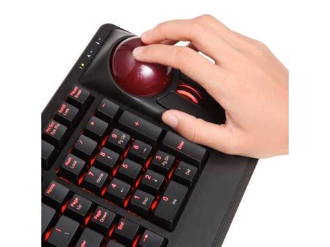 Perixx PERIBOARD-322 Wired RGB Backlit Trackball Keyboard with 2 Hubs ...