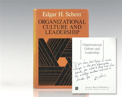 Organizational Culture and Leadership Edgar H. Schein First Edition Signed