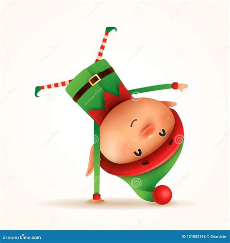 Little Elf Standing on His Arm. Upside Down Stock Vector - Illustration of vintage, plain: 131882198