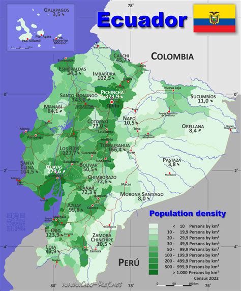 Ecuador Country data, links and map by administrative structure