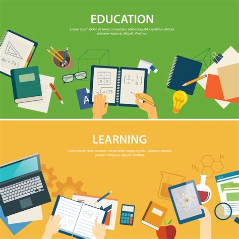 Premium Vector | Education and learning banner flat design template