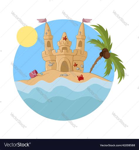 Beach sand castle isolated on white Royalty Free Vector