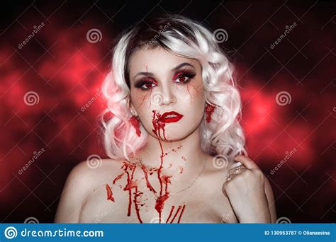 Vampire Blood Halloween Teeth Girl Model Corset Stock Image - Image of halloween, brilliance ...