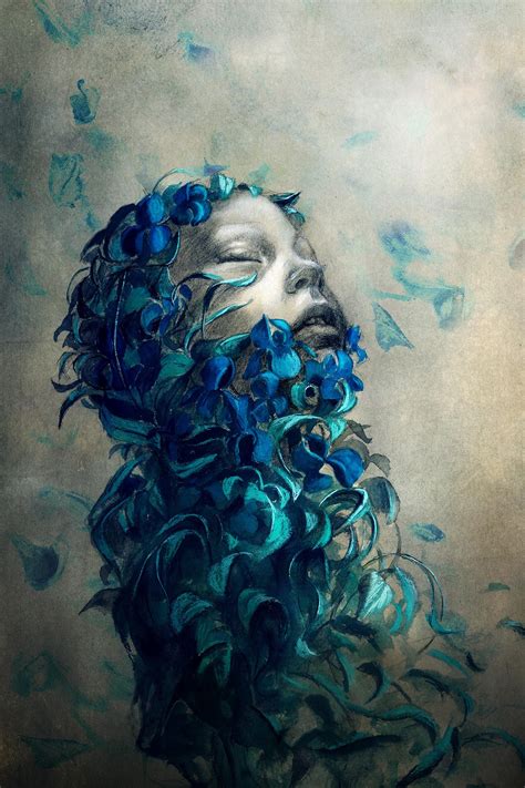 face, Closed eyes, Digital art, Abstract, Simple background, Flowers, Flower petals, Drawing ...