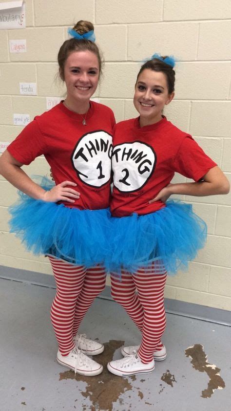 Thing One and Thing Two costumes for Twin day! Red Thing One and Two shirts, blue DIY ...