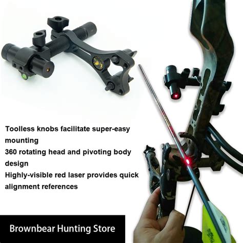 Compound Bow Tools Bow Laser Sight Aluminum Archery Center Laser Aligner with 360 Degree ...