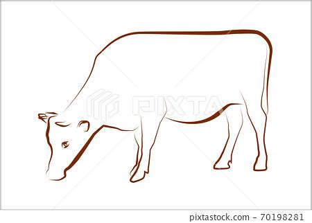 Cow line drawing illustration - Stock Illustration [70198281] - PIXTA