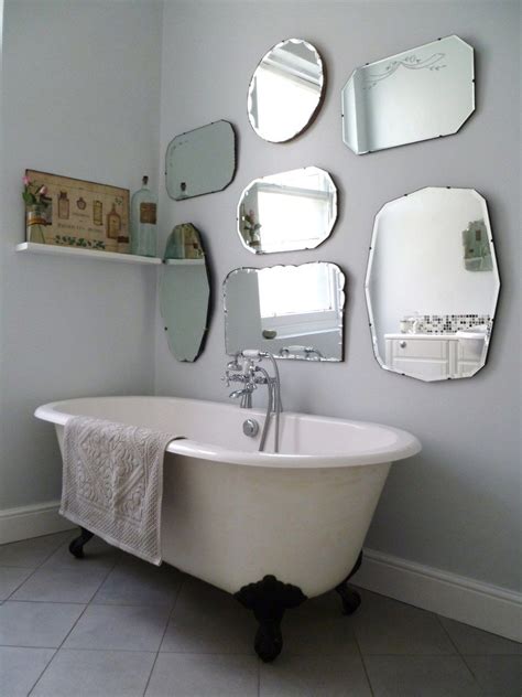 frameless mirror wall display | Bathroom mirror design, Vintage mirrors ...