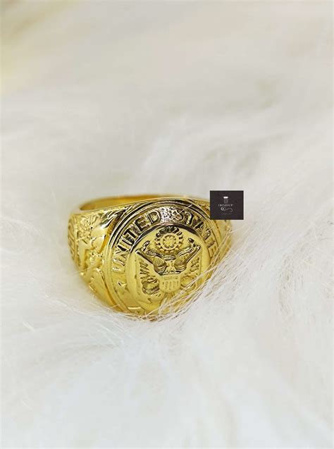 US Army Men Silver Ring Armed Forces Ring Statement Gold - Etsy