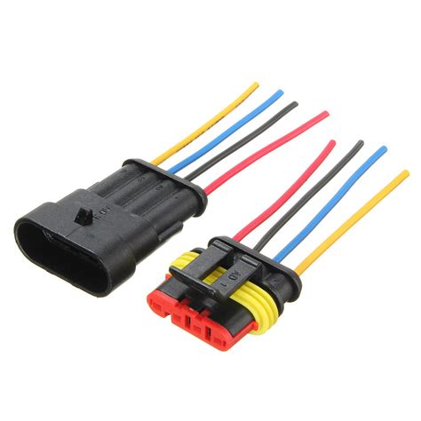 4Pin 2 Way Car Waterproof Electrical Connector Male & Female Plug Wire ...