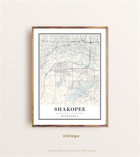 Shakopee Minnesota Map Shakopee MN Map Shakopee City Map - Etsy