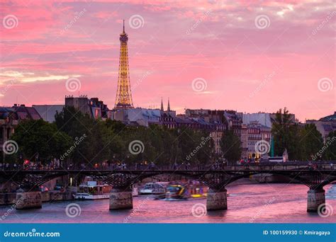 Sunset in Paris Over the River Seine Editorial Image - Image of ...