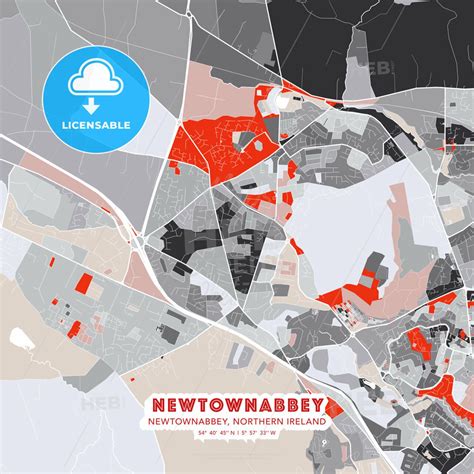 Newtownabbey, Newtownabbey, Northern Ireland, modern art map | Dawanda