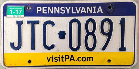 2017 Pennsylvania License Plate (JTC 0891)