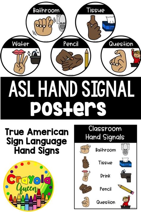 ASL Classroom Hand Signal Posters | Classroom hand signals, Classroom ...