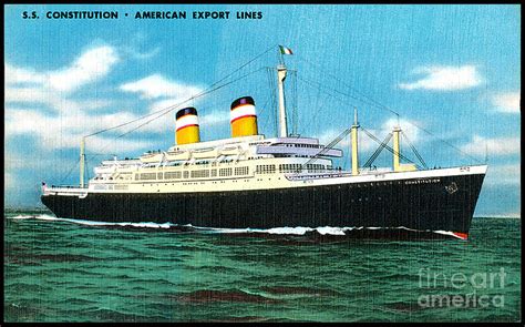 Vintage SS Constitution American Export Lines Ship Postcard Painting by Unknown