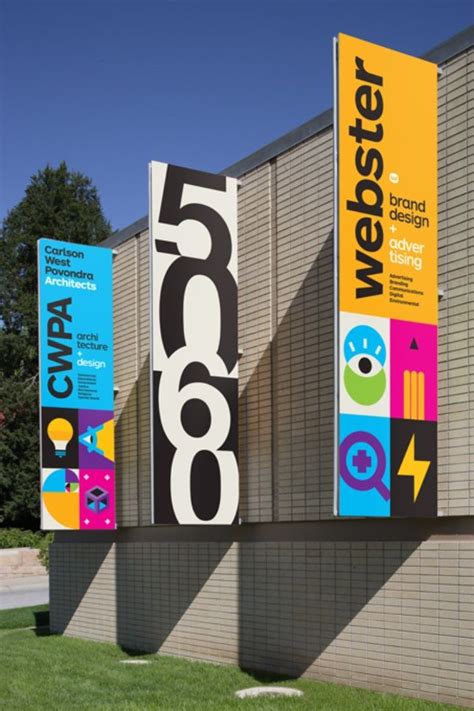 Webster/CWPA Building Banners | Banner design inspiration, Wayfinding design, Branding design