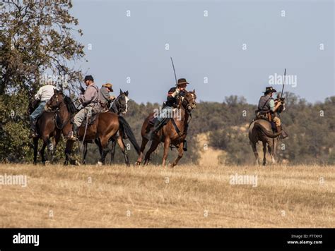 Civil War era cavalry at a reenactment in Anderson, California Stock ...