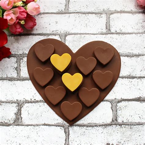 Love Heart Shaped Silicone Molds Fondant Cake Chocolate Mold DIY Silicone chocolate mold 10 ...