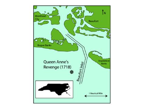 1: Map showing modern location of the Queen Anne's Revenge. | Download Scientific Diagram