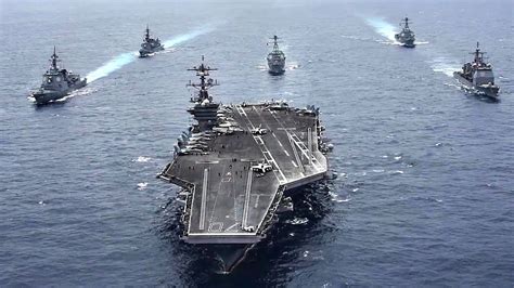 Aircraft Carrier USS Carl Vinson & Japanese Destroyers Sail Together In ...