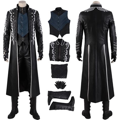 Vergil Cosplay Costume Devil May Cry 5 Vergil Black Trench Coat - CosSuits