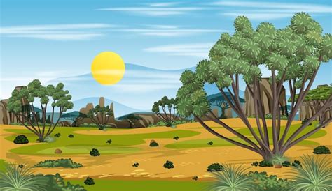 Free Vector | African forest landscape background