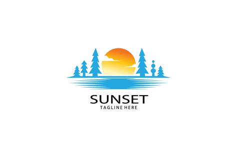 Sunset Logo, Sea Landscape Illustration Graphic by cavuart · Creative Fabrica