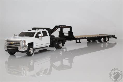 2018 Chevy 3500 HD Dually White Cab with Black Flatbed and Gooseneck ...