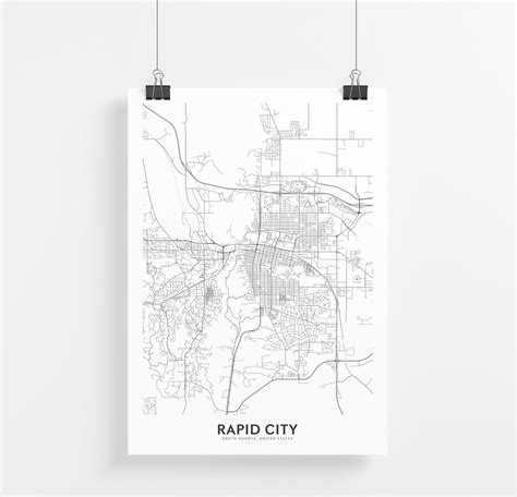 Rapid City Map Print City Map Wall Art Rapid CityMap Travel | Etsy