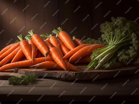 Premium AI Image | Carrots On Wooden Table Aesthetic Background