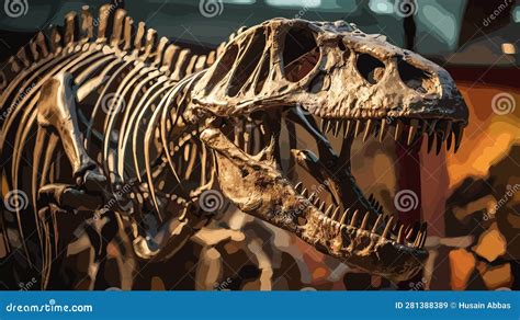 Dinosaur Skeleton on Display Stock Illustration - Illustration of design, skeleton: 281388389