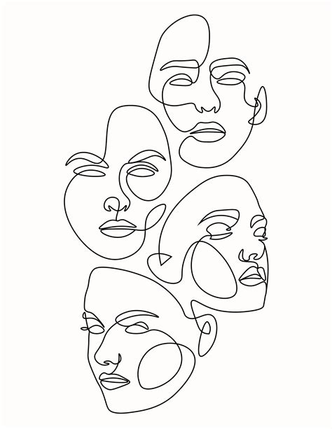 Multiple Facesas Personalities | Line art design, Abstrakte zeichnungen ...