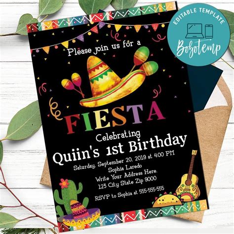 Invitations & Announcements Fiesta Kids Party Invitation Template Fiesta Party Supplies Fiesta ...