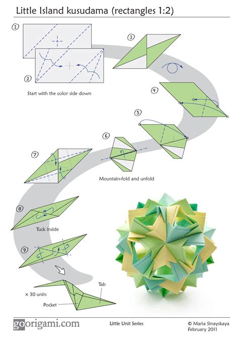 Little Island Kusudama by Maria Sinayskaya — Diagram | Go Origami