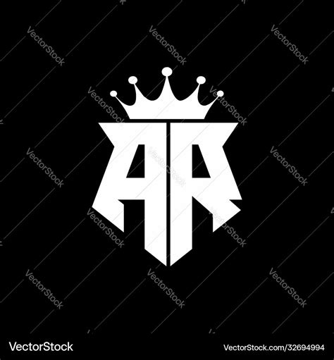 Ar logo monogram shield shape with crown design Vector Image