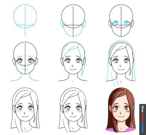 How to Draw a Cute Anime Girl's Head and Face - Easy Step by Step Tutorial