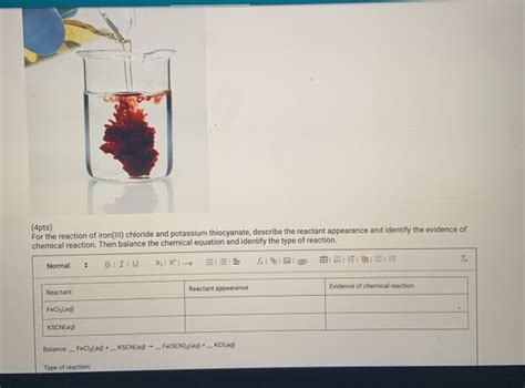 Solved (4pts) For the reaction of iron(III) chloride and | Chegg.com