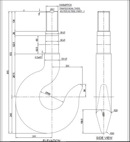 2D Design Of Crane Hook Using Autocad, 42% OFF