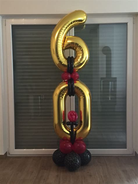 60th Birthday Party Balloon Column black, gold, and magenta The Ballooners | 60th birthday party ...