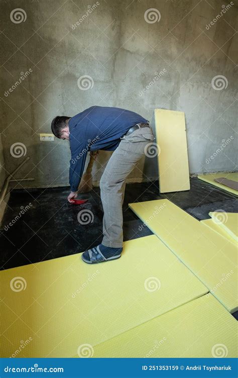 Installation of Expanded Polystyrene for Floor Insulation. Stock Image ...