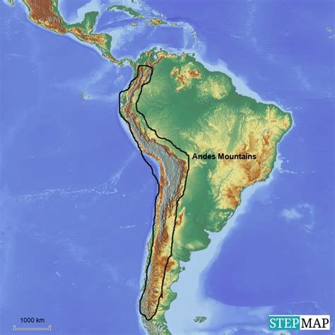 StepMap - Andes Mountains - Landkarte für Argentina