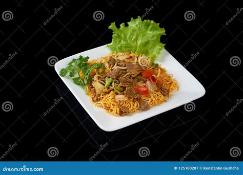 Mi Xao stir-fried noodles stock image. Image of delicious - 125180287