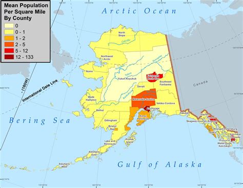 Population Density Map Of Alaska - Topographic Map World