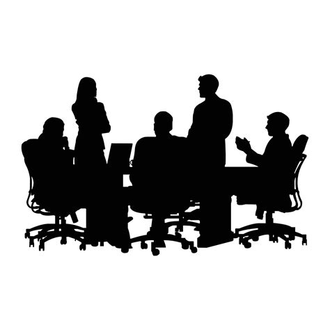 silhouette vector illustration of people discussing in meeting isolated ...