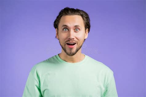 Man Depicts Amazement, Shows WOW Delight Face Effect. Surprised Excited Happy Guy Stock Photo ...