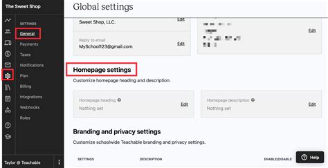 General Settings – Teachable