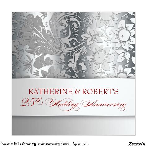 beautiful silver 25 anniversary invitations | Zazzle.com | Anniversary invitations, 25th wedding ...