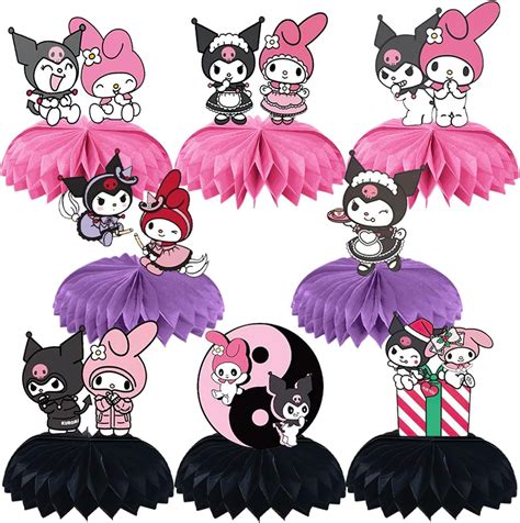 8Pcs Kuromi Birthday Party Supplies,Kuromi and Melody Theme Table Decorations, Birthday Kuromi ...